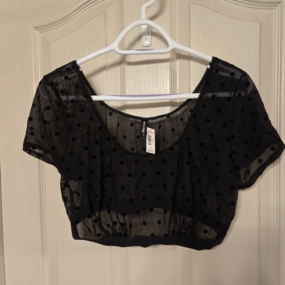 Torrid Black Polka Dot Sheer Under It All Crop Top